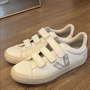 Veja Cream and Gold Sneakers